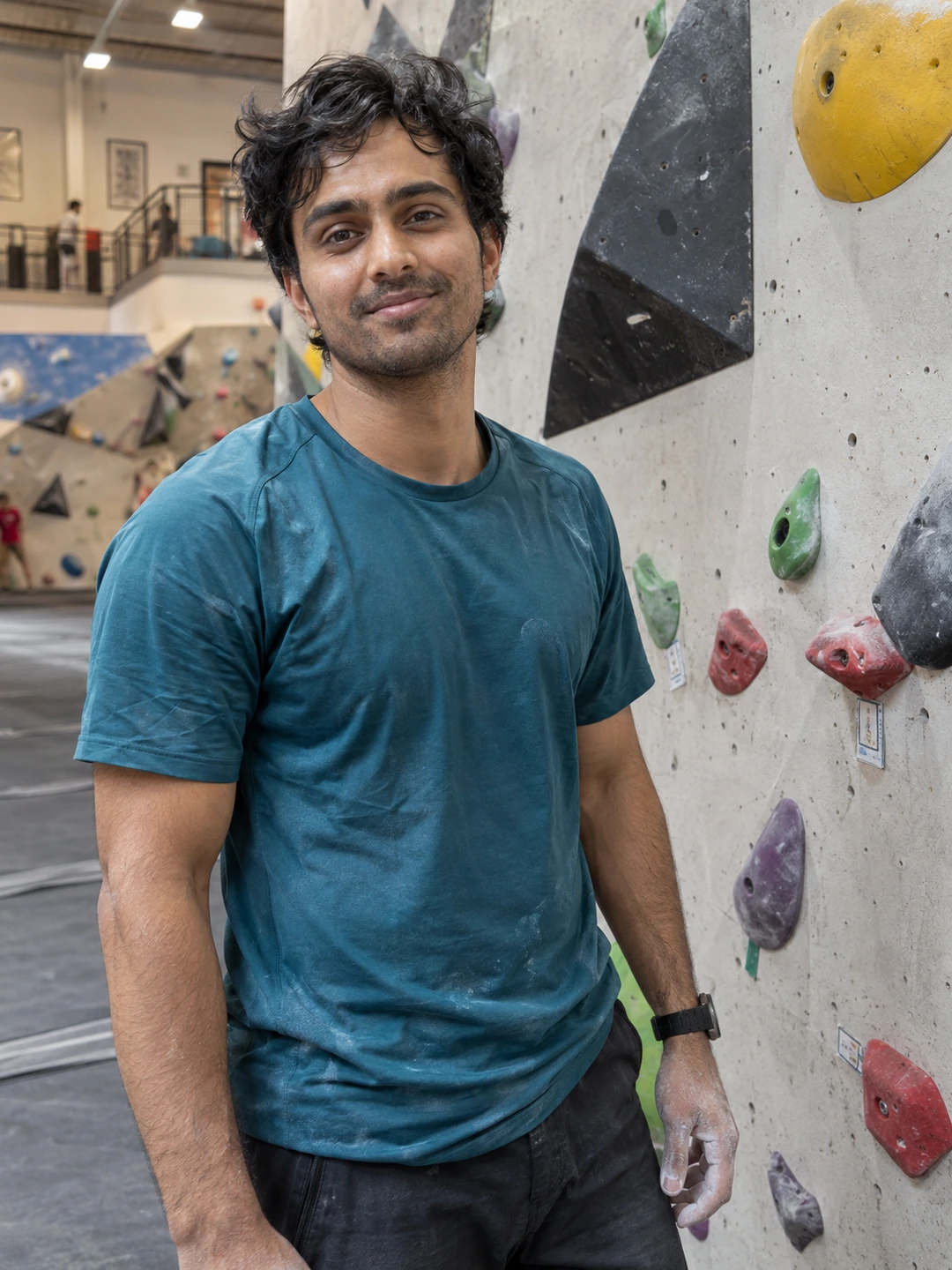 Active portrait at an indoor climbing gym