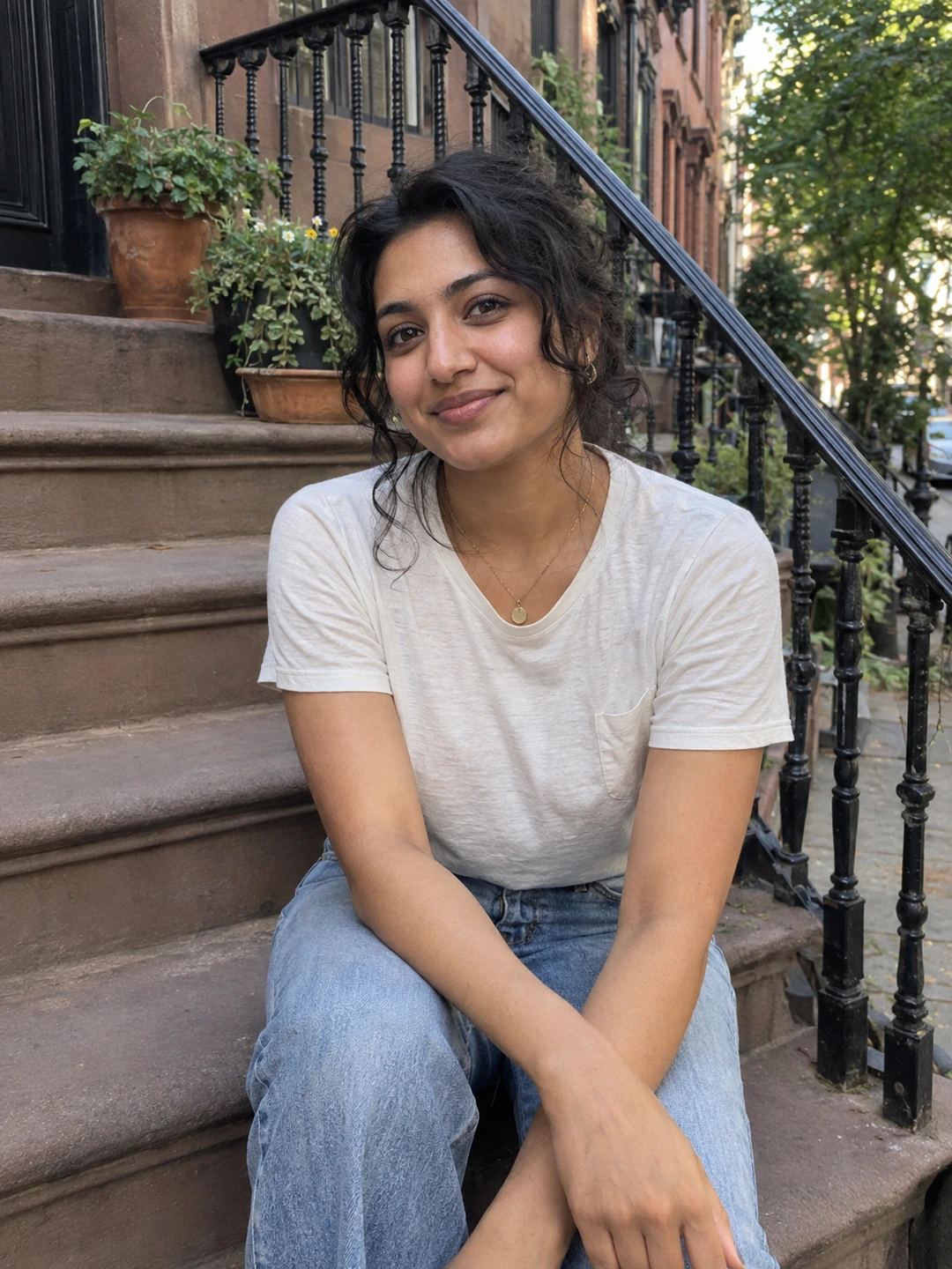 Natural portrait on a city stoop